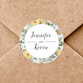 Moderne botanische Wildblume Hochzeit Runder Aufkleber