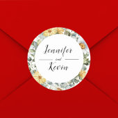 Moderne botanische Wildblume Hochzeit Runder Aufkleber