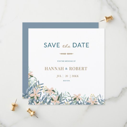 Moderne Botanische Wildblumen-Hochzeit - Save the  Date (Vorderseite/Rückseite Beispiel)