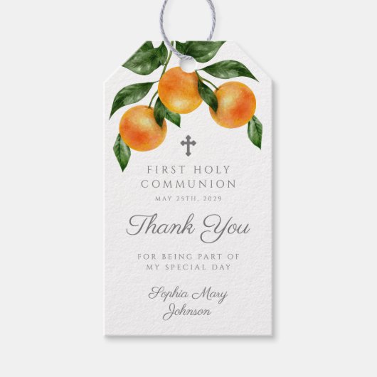 Moderne botanische Zitrusfrüchte Vielen Dank Erste Geschenkanhänger (Vorderseite)