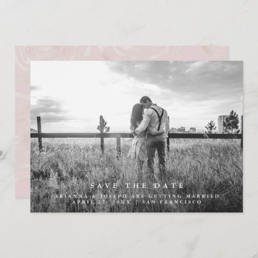 Moderne Botschaft | Save the Date Foto (Vorne/Hinten)