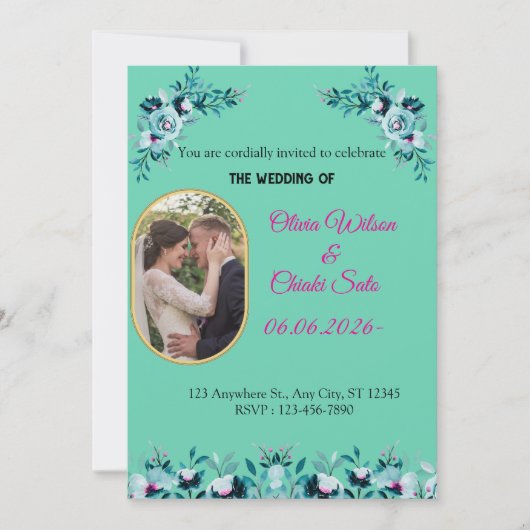 Moderne Botschaft zur Einladung von Hochzeiten (Vorderseite)