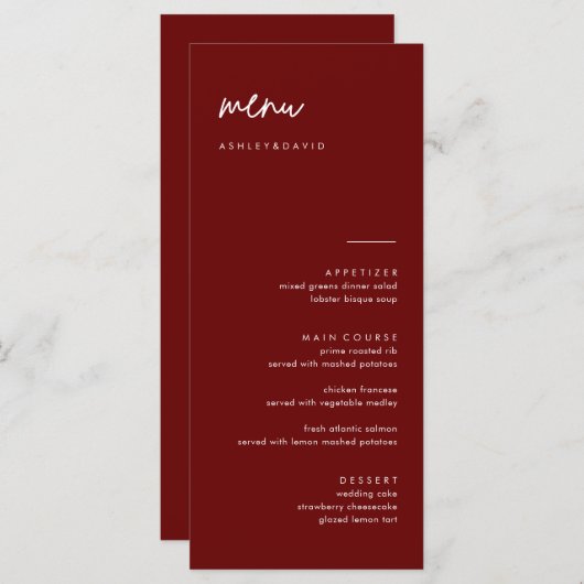 Moderne Boulevardkarten Menükarte (Vorne/Hinten)