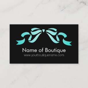 Moderne Boutique Aqua und Black Girl Ribbon Visitenkarte