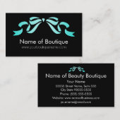 Moderne Boutique Aqua und Black Girl Ribbon Visitenkarte (Vorne/Hinten)