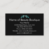 Moderne Boutique Aqua und Black Girl Ribbon Visitenkarte (Rückseite)