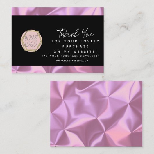 Moderne Boutique Beauty Pink Danke Logo Visitenkarte (Vorne/Hinten)
