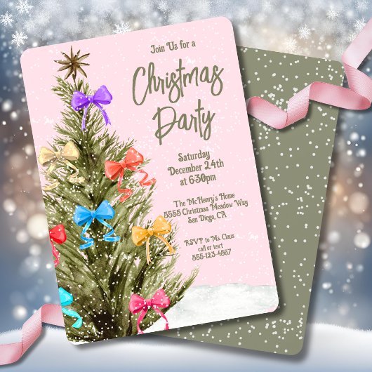 Moderne Bow Boho Weihnachtsbaum-Party Einladung