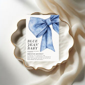 Moderne Bow Denim Baby Dusche Einladung