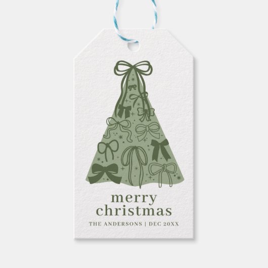 Moderne Bow Green Weihnachten Geschenkanhänger (Vorderseite)