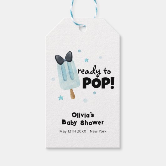 Moderne Bow Ice Cream für Pop Babydusche Geschenkanhänger (Vorderseite)