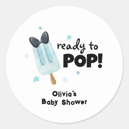 Moderne Bow Ice Cream für Pop Babydusche Runder Aufkleber (Vorderseite)
