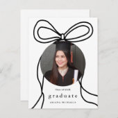 Moderne Bow One Foto Graduation Party Einladung (Vorne/Hinten)