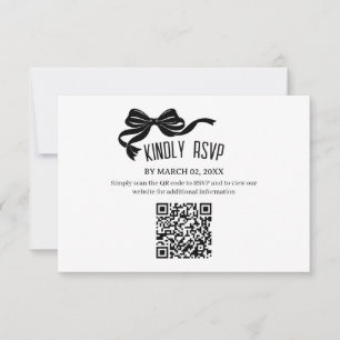 Moderne Bow RSVP-Karte mit QR-Code  RSVP Karte