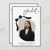 Moderne Bow Script Foto Graduation Party Einladung (Vorne/Hinten)