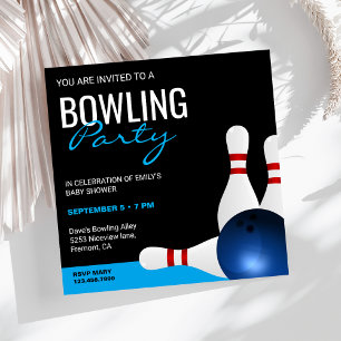 Moderne Bowling-Baby-Party Einladung