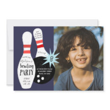 Moderne Bowling Blue & Red Birthday Party