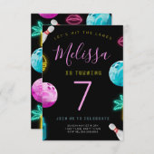 Moderne Bowling - Einladung für Mädchen (Vorne/Hinten)