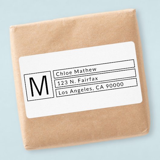 Moderne Box Monogram b&w Rücksendeadresse