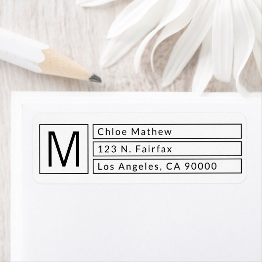 Moderne Box Monogram b&w Rücksendeadresse (Insitu)