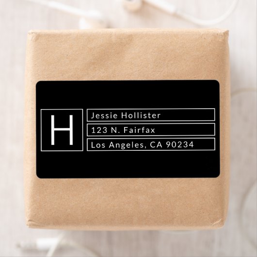 Moderne Box Monogram Black & White Rücksendeadress (Insitu)