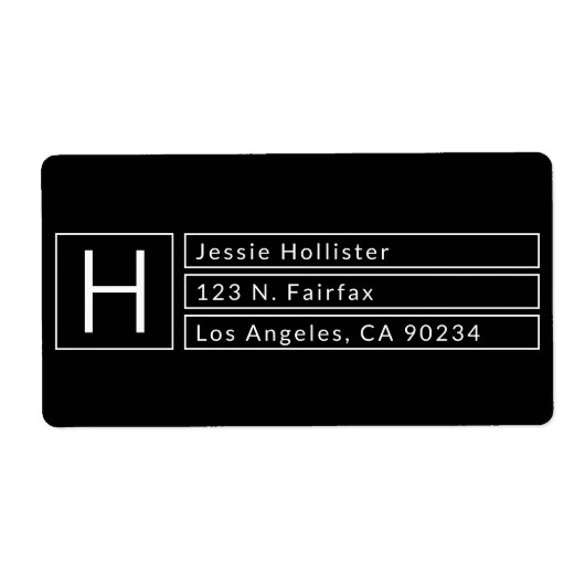 Moderne Box Monogram Black & White Rücksendeadress (Vorne)