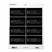 Moderne Box Monogram Black & White Rücksendeadress (Vorne)