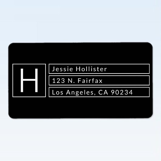 Moderne Box Monogram Black & White Rücksendeadress Adressaufkleber