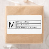 Moderne Box-Monogramm b&w-Rücksendeadresse (Insitu)