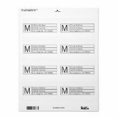 Moderne Box-Monogramm b&w-Rücksendeadresse (Vorne)