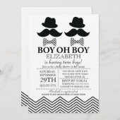 Moderne Boy Little Man Mustache TWINS Kinderdusche Einladung (Vorne/Hinten)