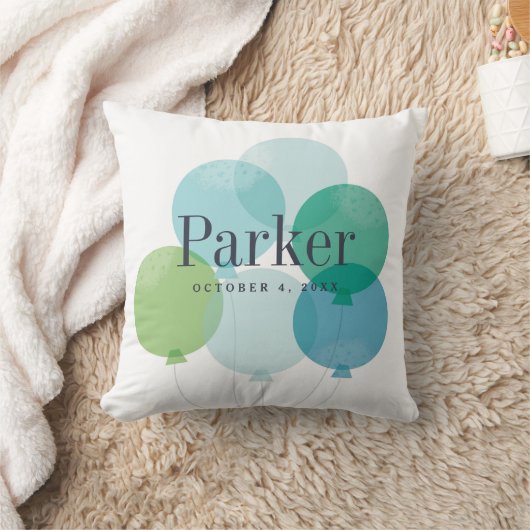 Moderne Boys Blue Balloon Bunch Rainbow Kids Kissen (Decke)