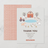 Moderne Boys Farm Geburtstag Danke Karte (Vorne/Hinten)