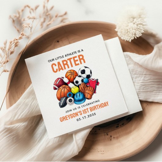 Moderne Boys Sportsäle zum 1. Geburtstag Serviette