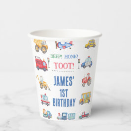 Moderne Boys Transport 1. Geburtstag Papier Cup Pappbecher