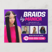 Moderne Braiding Salon Haare Extensions Braids Wig Postkarte (Vorderseite)