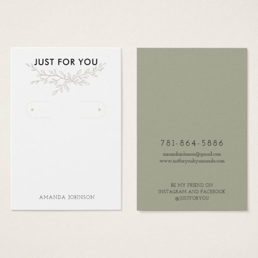 Moderne Branch Earthy Hoop Earring Display Card (Vorne & Hinten)