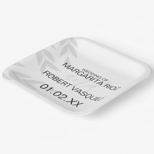 Moderne Branch Grau Schwarz-weiß Pappteller (Gewinkelt)