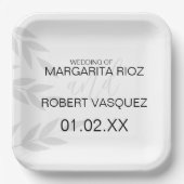 Moderne Branch Grau Schwarz-weiß Pappteller (Vorderseite)