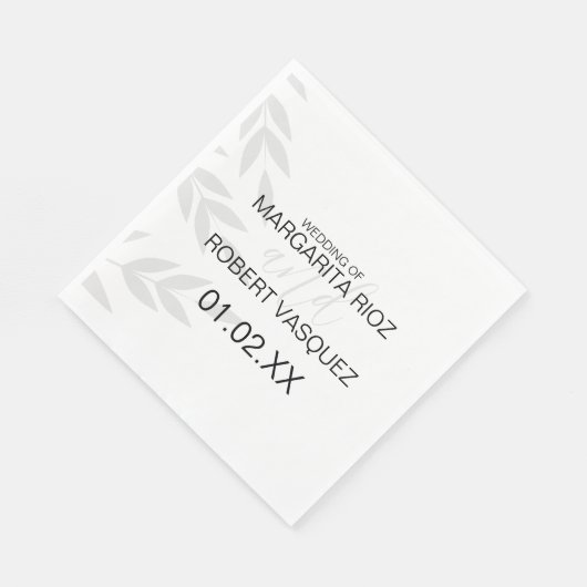 Moderne Branch Grau Schwarz-weiß Serviette (Ecke)