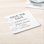 Moderne Branch Graues weißes Script speichern Sie  Rechteckiger Pappuntersetzer (angewinkelt)