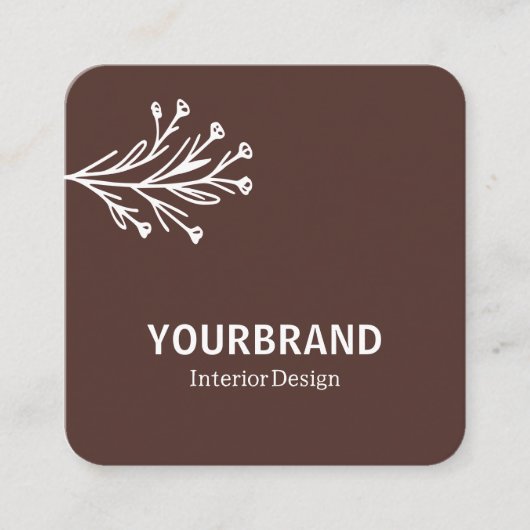 Moderne Branchen Innendesign Kaffee Brown Quadratische Visitenkarte (Vorderseite)