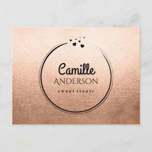 Moderne Branding-Postkarte in Rose Gold Postkarte