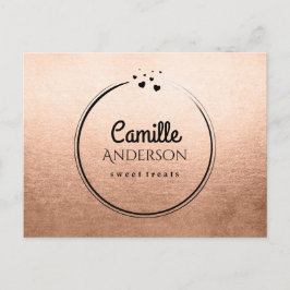 Moderne Branding-Postkarte in Rose Gold Postkarte