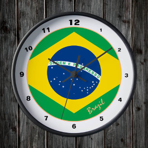 Moderne brasilianische Flagge, trendy Brasilien Zu Runde Wanduhr