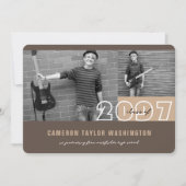 Moderne Braun-2-Foto-Block-Einfache Graduierungspa Einladung (Vorderseite)