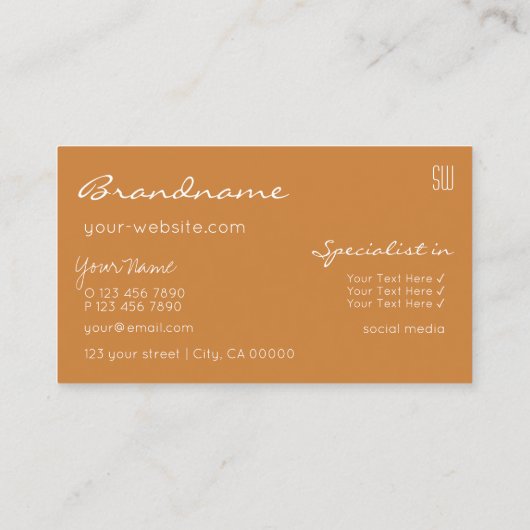 Moderne Braun-Beige mit Glitzer-Sternen und Monogr Visitenkarte (Rückseite)