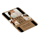 Moderne Braun Save the Date 3 Foto Hochzeit Magnet (Rechte Seite)