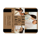 Moderne Braun Save the Date 3 Foto Hochzeit Magnet (Horizontal)