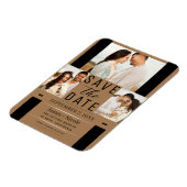 Moderne Braun Save the Date 3 Foto Hochzeit Magnet (Linke Seite)